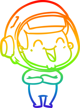 gökkuşağı gradyan çizimi mutlu bir çizgi astronot çizimi bir insan tarafından çizildi