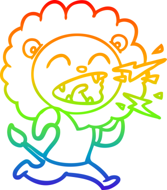 Gökkuşağı gradyan çizgi çizimi Bir insan tarafından çizilmiş kükreyen bir aslan