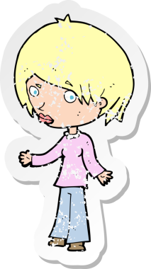 Bir insan tarafından çizilmiş, kafası karışmış bir karikatürün gerilimli çıkartması.