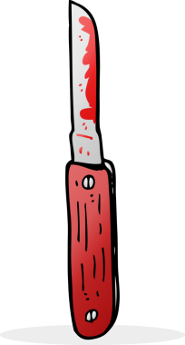 Bir insan tarafından çizilmiş katlanmış çizgi film bıçağı.