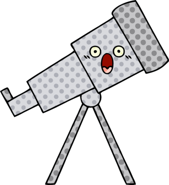 Bir insan tarafından çizilmiş bir teleskop çizgi filmi.