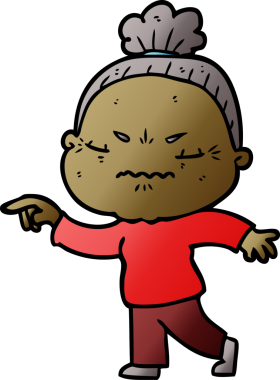 Çizgi film bir insan tarafından çizilmiş yaşlı bir kadın tarafından rahatsız edildi.