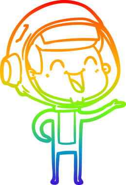 gökkuşağı gradyan çizimi mutlu bir çizgi astronot çizimi bir insan tarafından çizildi