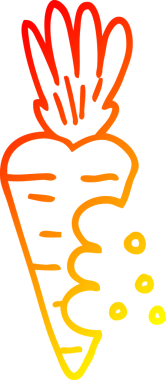 Bir insan tarafından çizilmiş ısırık izleri olan çizgi film havucu çizimi.