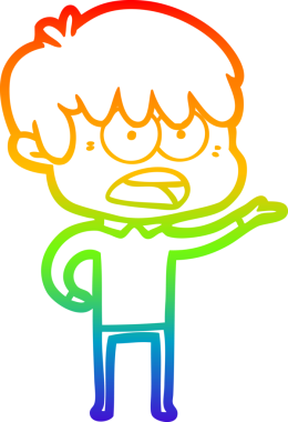 Bir insan tarafından çizilmiş endişeli bir çizgi film çocuğunun çizimi.