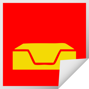 Bir insan tarafından çizilmiş boş bir tepsinin kare soyulmuş çıkartması.