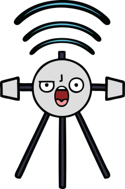 Bir insan tarafından çizilmiş sevimli bir uydu karikatürü.