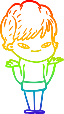 gökkuşağı gradyan çizimi bir insan tarafından çizilmiş mutlu bir kadın çizgi