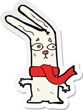 Bir insan tarafından çizilmiş çizgi film tavşanının çıkartması.