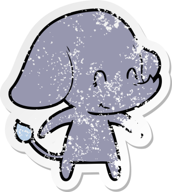 Bir insan tarafından çizilmiş şirin bir filin sıkıntılı çıkartması