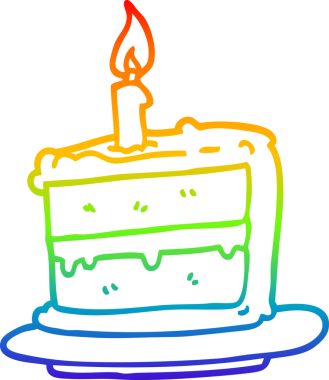 gökkuşağı gradyan çizgisi bir insan tarafından çizilmiş bir doğum günü pastası