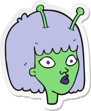 Bir insan tarafından çizilmiş dişi bir uzaylının çıkartması.