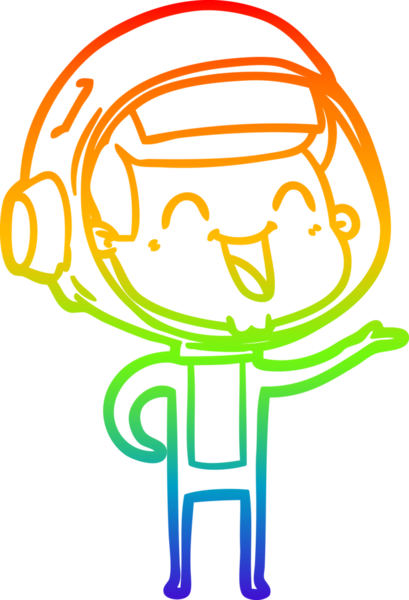 gökkuşağı gradyan çizimi mutlu bir çizgi astronot çizimi bir insan tarafından çizildi