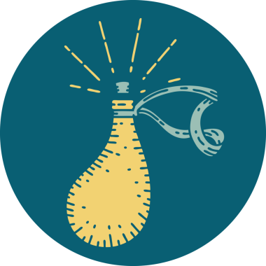 Bir insan tarafından çizilmiş eski bir deri su şişesi.