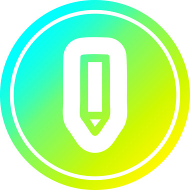 Bir insan tarafından çizilmiş havalı gradyan çizgili basit bir kalem dairesel simgesi