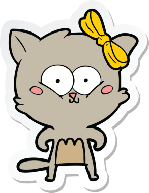 Bir insan tarafından çizilmiş çizgi film kedisinin çıkartması.