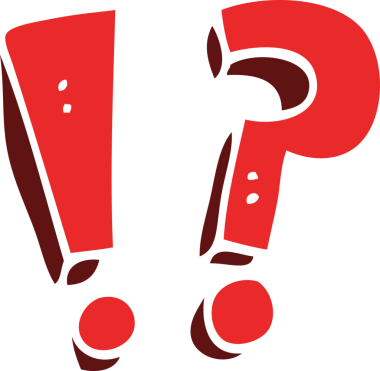 karikatür karalama soru işareti ve bir insan tarafından çizilmiş ünlem işareti