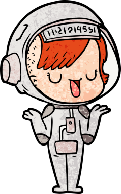 Bir insan tarafından çizilmiş astronot kadın.