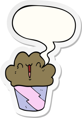 Bir insan tarafından çizilmiş yüz ve baloncuk yapıştırmalı çizgi film keki.