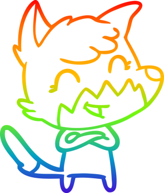 gökkuşağı gradyanı çizimi bir insan tarafından çizilmiş mutlu bir tilki çizgi filmi.