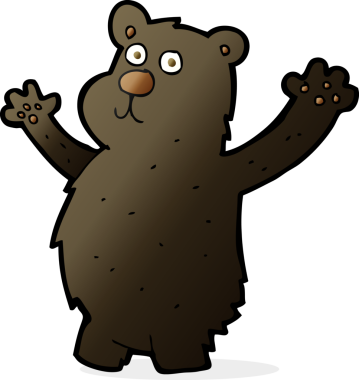 Bir insan tarafından çizilmiş komik siyah ayı.