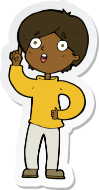 Bir insan tarafından çizilmiş bir fikri olan çizgi film çocuğunun çıkartması.