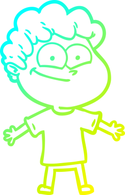 Bir insan tarafından çizilmiş mutlu bir adamın soğuk çizgi çizimi.