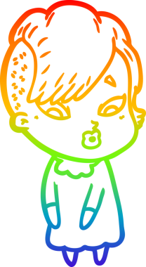 gökkuşağı gradyanı çizimi bir çizgi film kızı şaşırttı bir insan tarafından çizildi