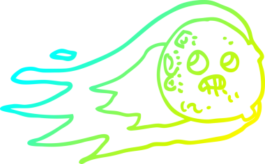 Bir insan tarafından çizilmiş alevli bir asteroidin soğuk gradyan çizgisi.