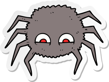 Bir insan tarafından çizilmiş çizgi film örümceğinin çıkartması.