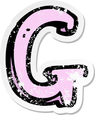 Bir insan tarafından çizilmiş G harfinin gerilimli yapıştırması.