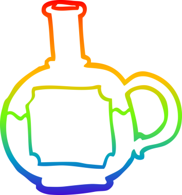 gökkuşağı gradyan çizgi çizimi bir insan tarafından çizilmiş bir yemek şişesi