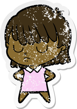 Bir insan tarafından çizilmiş karikatür bir kadının sıkıntılı çıkartması.