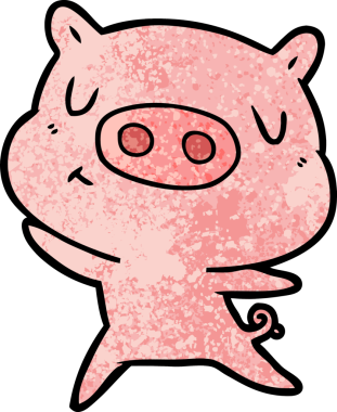 Bir insan tarafından çizilmiş çizgi film içerikli domuz.