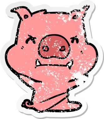 Sinirli bir çizgi film domuzunun insan tarafından çizilen öfke nöbeti çıkartması.