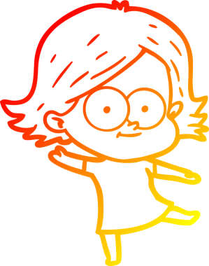 Bir insan tarafından çizilmiş mutlu bir çizgi film kızı çizimi