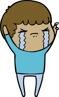 Bir insan tarafından çizilmiş ağlayan çizgi film adamı.