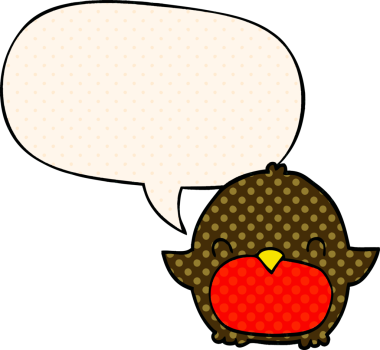 Bir insan tarafından çizilmiş çizgi roman tarzında konuşma balonu olan penguen çizgi filmi.