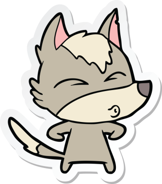 Bir insan tarafından çizilmiş bir kurt çizgi filminin etiketi.