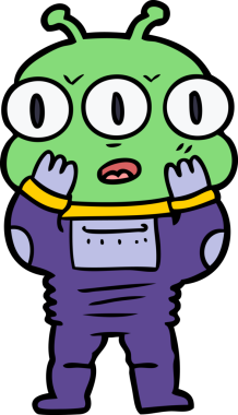 Bir insan tarafından çizilmiş üç gözlü uzaylı.