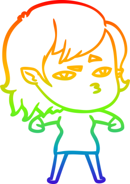 Gökkuşağı gradyan çizimi Bir insan tarafından çizilen vampir kız çizgi