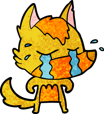 Bir insan tarafından çizilmiş üzgün küçük tilki çizgi film karakteri.