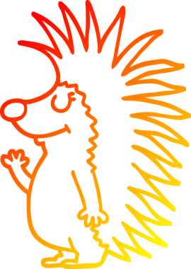 Bir insan tarafından çizilmiş sivri dikenli kirpinin sıcak çizgi çizimi