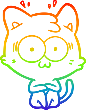 gökkuşağı gradyan çizgi çizimi bir insan tarafından çizilmiş sürpriz bir kedi