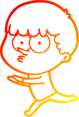 Bir insan tarafından çizilmiş, çizgi film meraklısı bir çocuğun sıcak çizgi çizimi