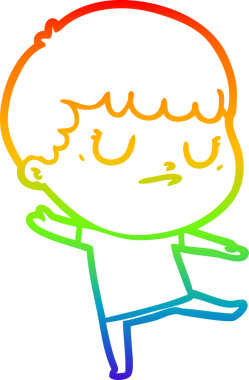 Gökkuşağı gradyan çizgi çizimi bir insan tarafından çizilmiş huysuz bir çocuk