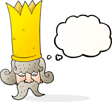 Bir insan tarafından çizilmiş dev tacı olan serbest çizim balon karikatür kralı