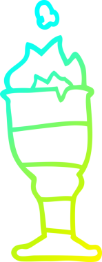 Bir insanın çizdiği alevli altın bardağın soğuk gradyan çizgisi.