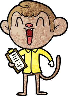 Bir insan tarafından çizilmiş gülen maymun çizgi filmi