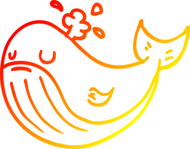 Bir insan tarafından çizilmiş karikatür balinası çizimi